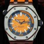 AP Royal Oak Offshore Diver 42mm 15710ST Orange Rubber with Orange Dial Watch 8 AP Royal Oak Offshore Diver 42mm 15710ST Orange Watch Front
