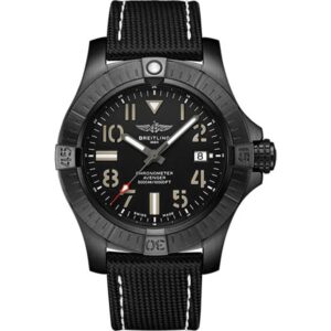 Breitling Avenger Automatic 45mm Seawolf Night Mission Black Titanium With Black Leather Black Dial
