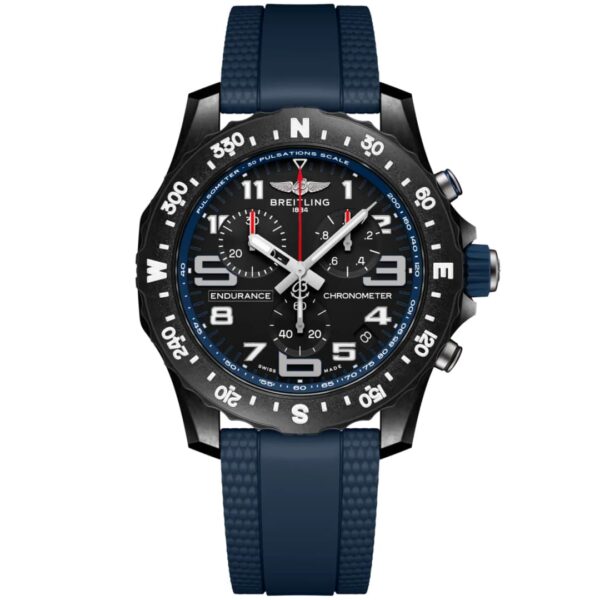 Home 12 Breitling Endurance Pro Quartz X82310D51B1S1 44mm Black Matt Ultralight Polymer Breitlight Black Dial With Blue Rubber