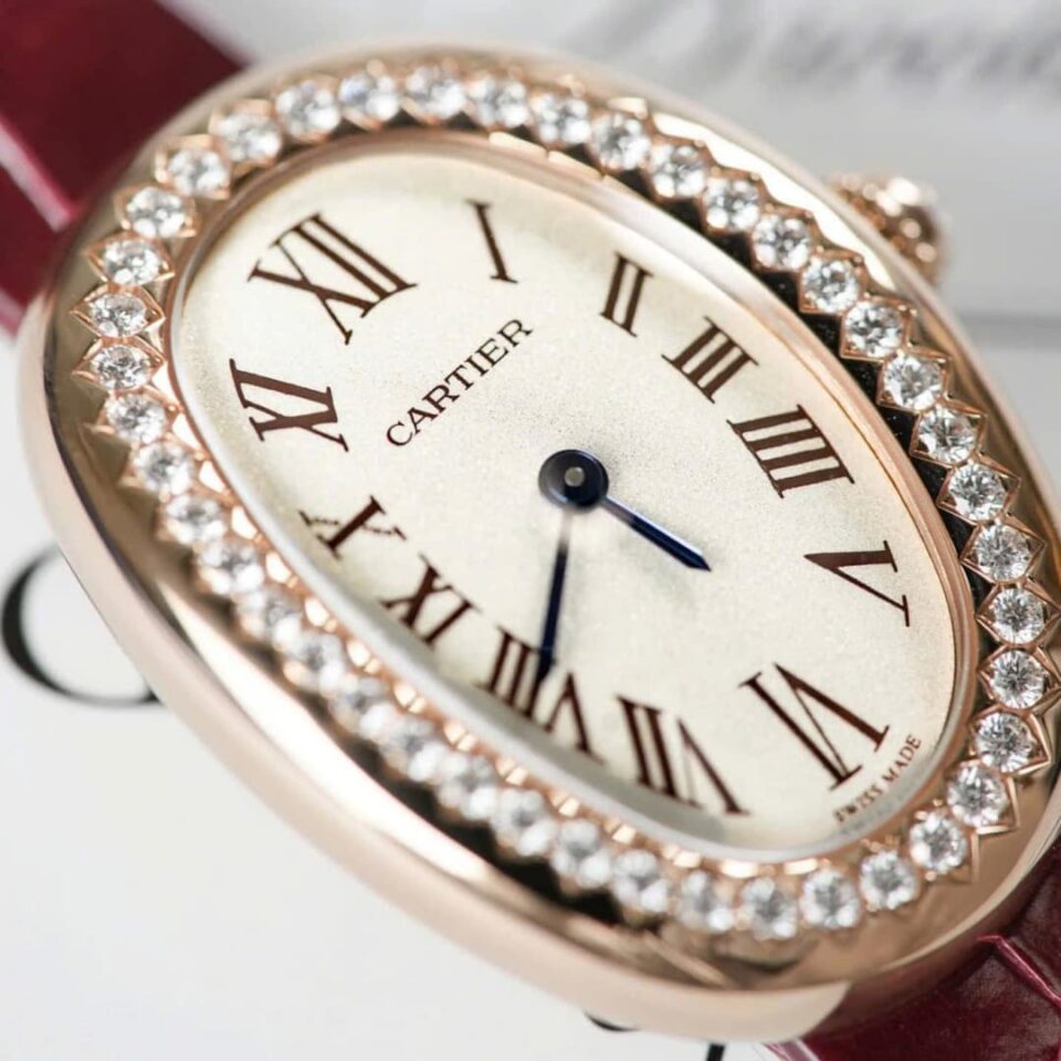 Cartier Baignoire WJBA0031 Small 18ct Rose Gold Diamond Set side