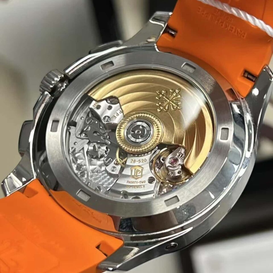 Patek Philippe Aquanaut 5968A-001 Black Dial Orange Rubber Case Back