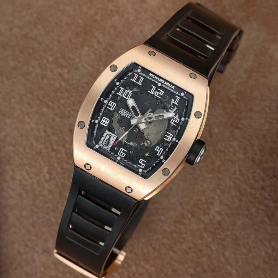 Richard Mille RM 005 Rose Gold Black Rubber Strap front