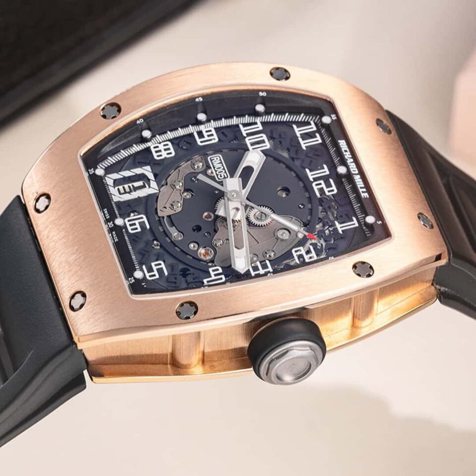 Richard Mille RM 005 Rose Gold Black Rubber Strap side