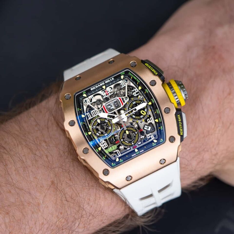 Richard Mille RM 11-03 Rose Gold Flyback white strap