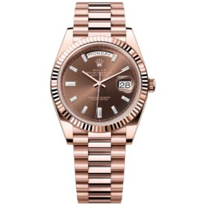 Rolex Day-Date 228235 Chocolate Baguette Everose Gold Watch