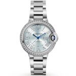 Cartier Ballon Bleu W4BB0028 33mm Blue Dial And Diamond Bezel