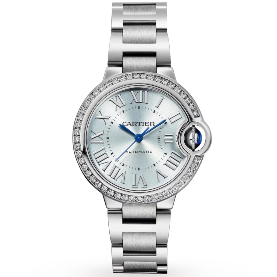 Cartier Ballon Bleu W4BB0028 33mm Blue Dial And Diamond Bezel