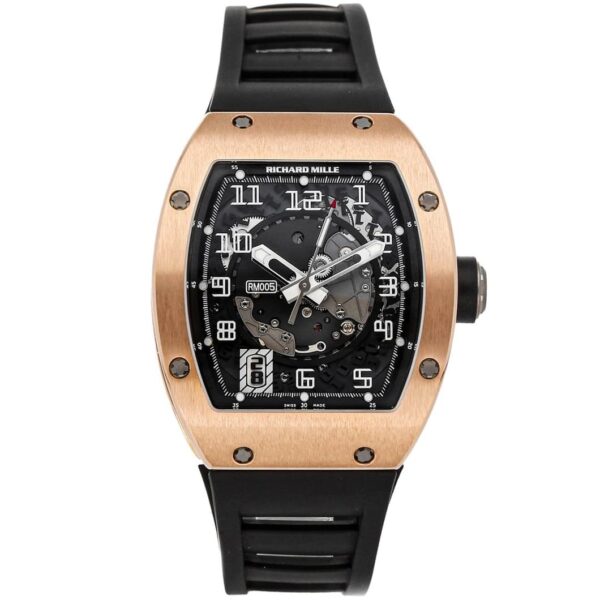 Richard Mille RM 005 Rose Gold Black Rubber Strap