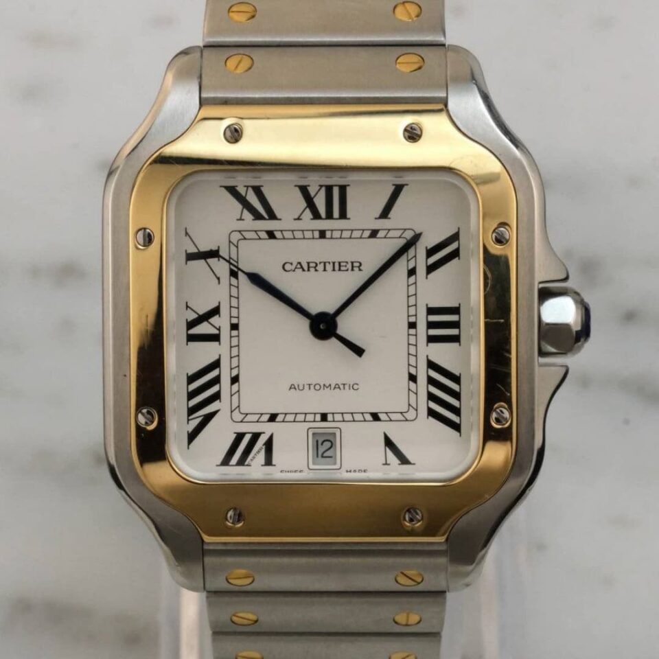 Yellow Gold Cartier Santos W2SA0009 Large Model Front View