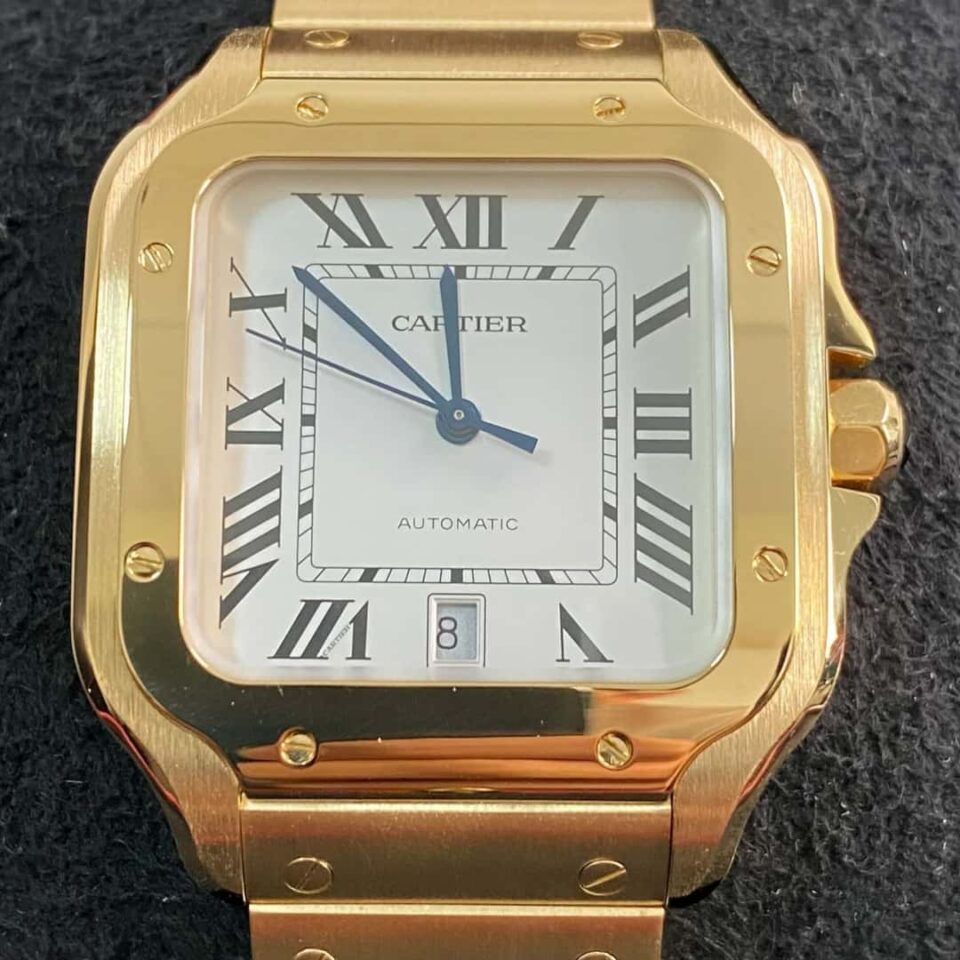 Yellow Gold Cartier Santos WGSA0029 Large Model 39mm Front View