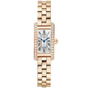Cartier Tank Americaine WJTA0043 Mini Quartz Rose Gold Diamond Bezel