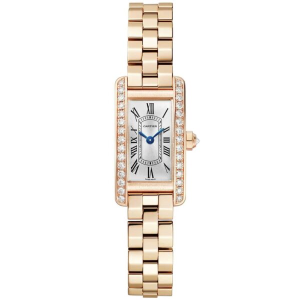 Cartier Tank Americaine WJTA0043 Mini Quartz Rose Gold Diamond Bezel