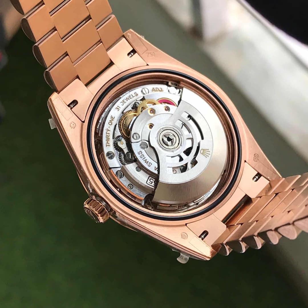 Rose Gold Watch - Automatic Case Back Exposed
